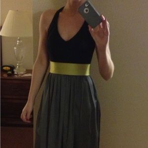 White by Vera Wang bridesmaid dress halter with bow back black grey 0